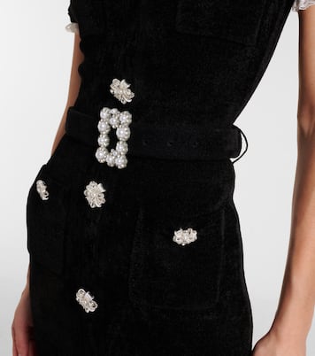 Midikleid aus Chenille mit Spitze und Kristallen | Self-Portrait