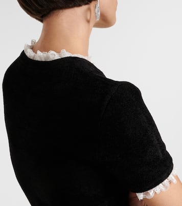 Midikleid aus Chenille mit Spitze und Kristallen | Self-Portrait