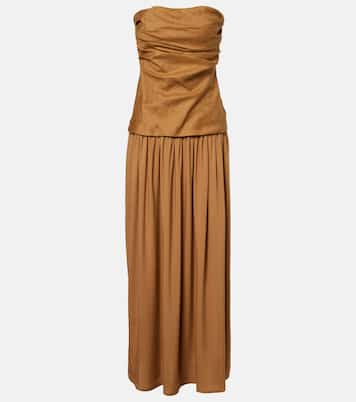 Hedy gathered linen maxi dress | Faithfull