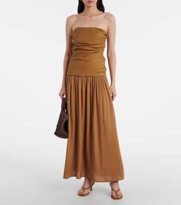 Hedy gathered linen maxi dress | Faithfull