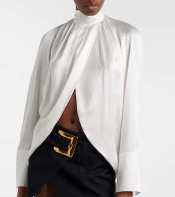 Draped silk satin blouse | Balmain