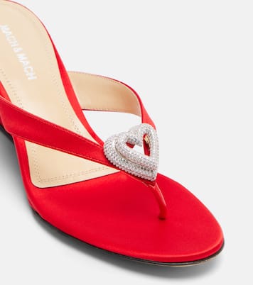 Double Heart satin wedge thong sandals | Mach & Mach