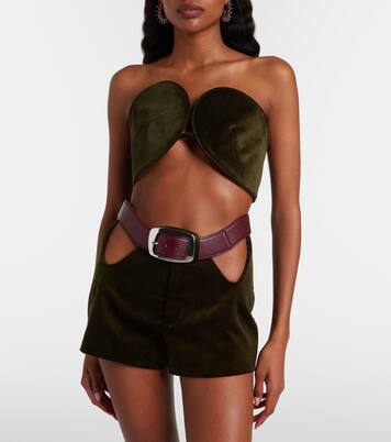 Cutout belted cotton corduroy shorts | Jean Paul Gaultier