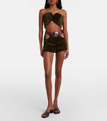 Cutout belted cotton corduroy shorts | Jean Paul Gaultier