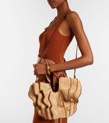 Bolso al hombro Goldentime Small de rafia | Zimmermann
