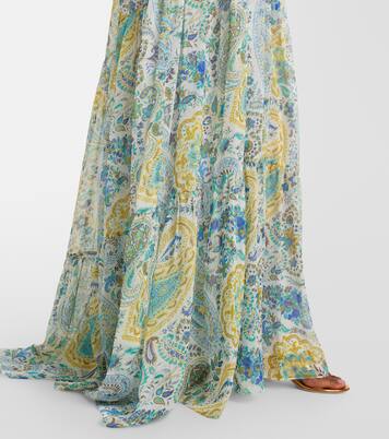 Abito lungo off-shoulder in seta con stampa | Etro