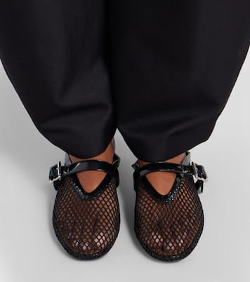 Fishnet leather-trimmed mules | Alaïa