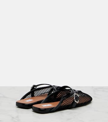 Fishnet leather-trimmed mules | Alaïa