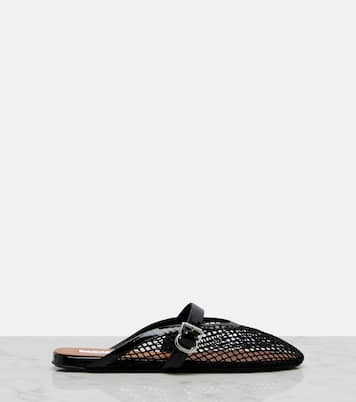 Fishnet leather-trimmed mules | Alaïa