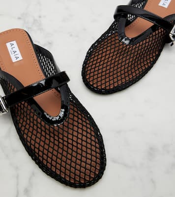 Fishnet leather-trimmed mules | Alaïa