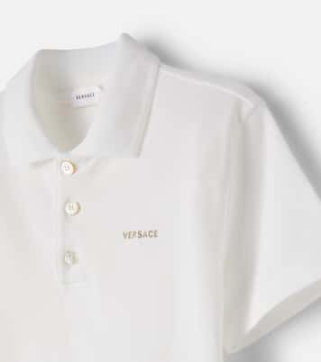 Logo cotton piqué polo shirt | Versace Kids
