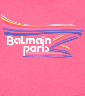 Sweat-shirt raccourci en coton à logo | Balmain Kids