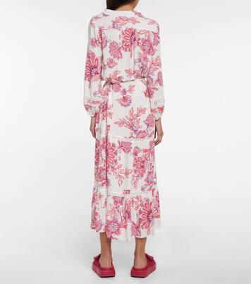 Robe portefeuille midi Wisteria à fleurs | Melissa Odabash