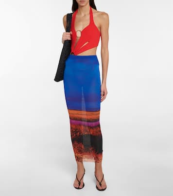 Gonna midi in mesh con stampa | Louisa Ballou