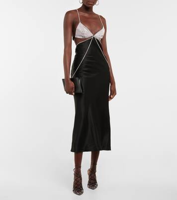 Robe Beatrice en satin de soie à ornements | Dodo Bar Or