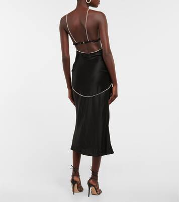 Robe Beatrice en satin de soie à ornements | Dodo Bar Or