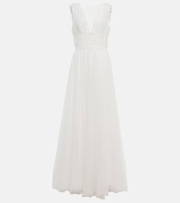 Robe longue de mariée en tulle | Costarellos