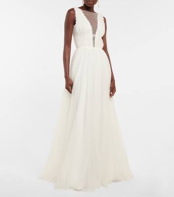 Robe longue de mariée en tulle | Costarellos