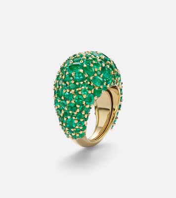 Anillo Earth Dome de oro de 18 ct con esmeraldas | Octavia Elizabeth