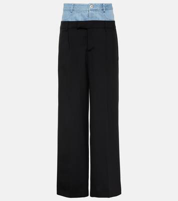 Pantalon ample à taille basse en laine en jean | Dion Lee