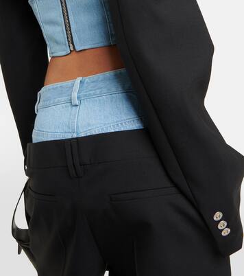 Pantalon ample à taille basse en laine en jean | Dion Lee