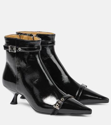 Eyelets faux leather ankle boots | Ganni