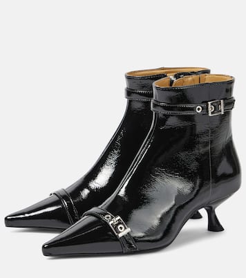 Eyelets faux leather ankle boots | Ganni