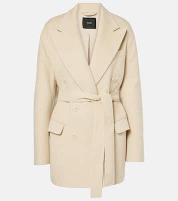 Double-breasted belted wool and silk blazer | Joseph