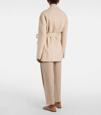 Double-breasted belted wool and silk blazer | Joseph