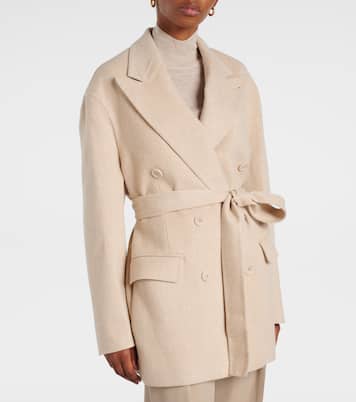 Double-breasted belted wool and silk blazer | Joseph