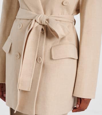 Double-breasted belted wool and silk blazer | Joseph