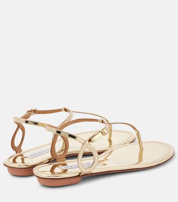 Almost Bare metallic leather thong sandals | Aquazzura
