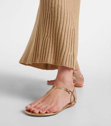 Almost Bare metallic leather thong sandals | Aquazzura
