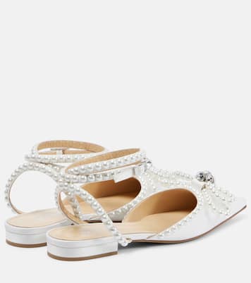 Double Bow embellished satin ballet flats | Mach & Mach