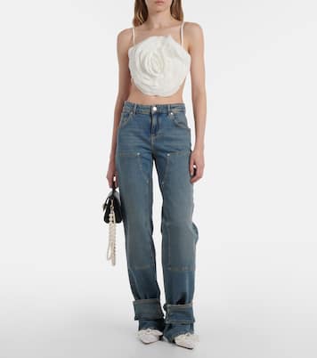 Double Bow embellished satin ballet flats | Mach & Mach