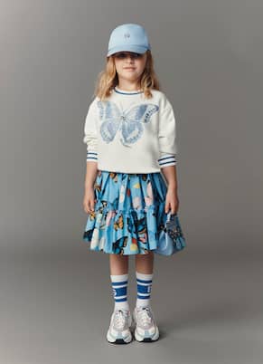 Ruffled printed cotton poplin skirt | Dolce&Gabbana Kids