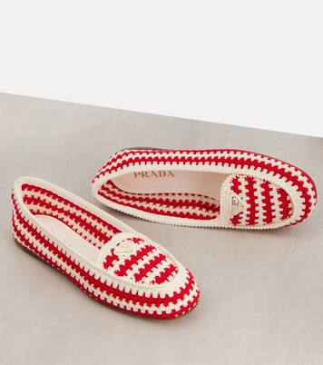 Ballerines rayées en crochet | Prada