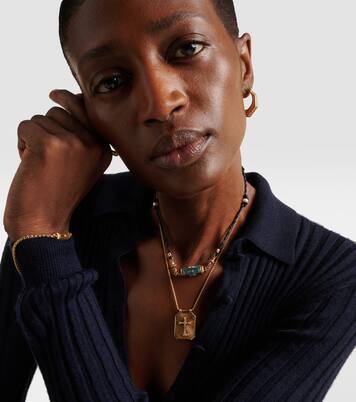 Cross 18kt gold pendant necklace with diamonds | Marie Lichtenberg