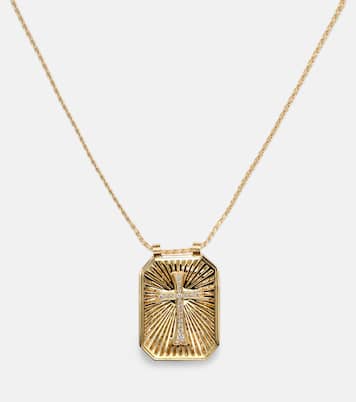 Cross 18kt gold pendant necklace with diamonds | Marie Lichtenberg