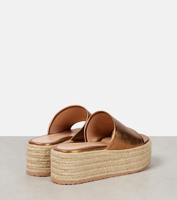 Metallic leather espadrille slides | Gianvito Rossi
