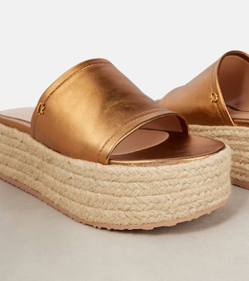 Metallic leather espadrille slides | Gianvito Rossi