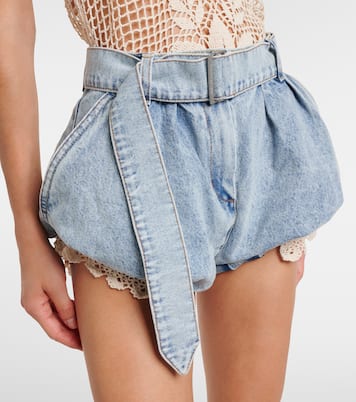 Shorts aus Denim mit Häkelstrick | Magda Butrym