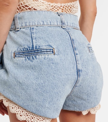 Shorts aus Denim mit Häkelstrick | Magda Butrym