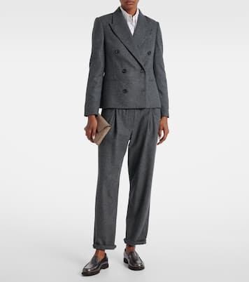 Pantalon droit raccourci en laine et cachemire | Brunello Cucinelli