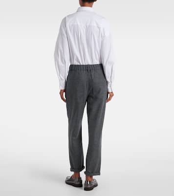Pantalon droit raccourci en laine et cachemire | Brunello Cucinelli