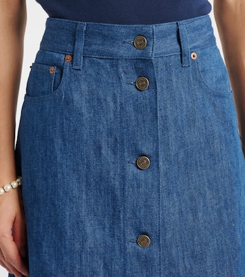 Fringed denim midi skirt | Valentino