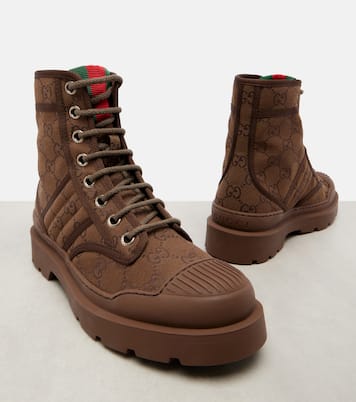 GG Canvas combat boots | Gucci