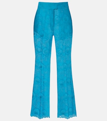 Broderie anglaise scalloped cotton straight pants | Valentino