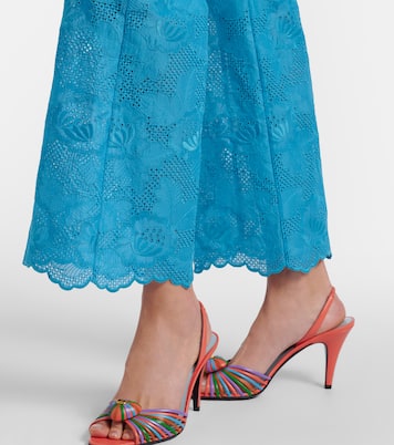 Broderie anglaise scalloped cotton straight pants | Valentino