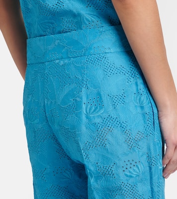 Broderie anglaise scalloped cotton straight pants | Valentino